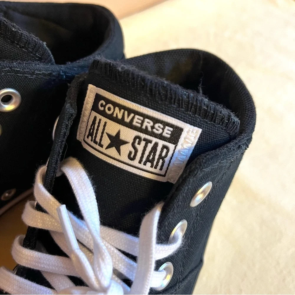 NWOT Converse Black Canvas High-Tops Sneakers, Chuck Taylor, Size 7, Retro - Picture 9 of 10